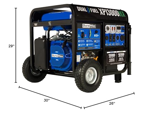 XP13000HX Dual Fuel Portable Generator - 13000 Watt Gas or Propane Powered - Electric Start w/ CO Alert, 50 State Approved, Blue