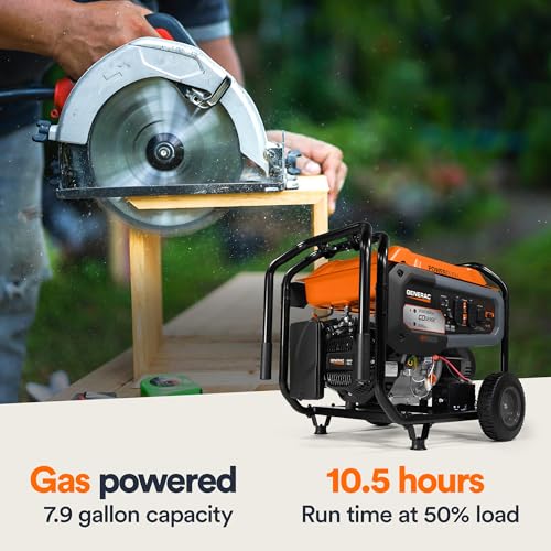 7715 GP8000E 8,000-Watt Gas-Powered Portable Generator - Electric Start with COsense - Powerrush Advanced Technology - Power for Emergencies and Recreation - 49 State Compliant - Orange/Black