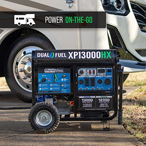 XP13000HX Dual Fuel Portable Generator - 13000 Watt Gas or Propane Powered - Electric Start w/ CO Alert, 50 State Approved, Blue