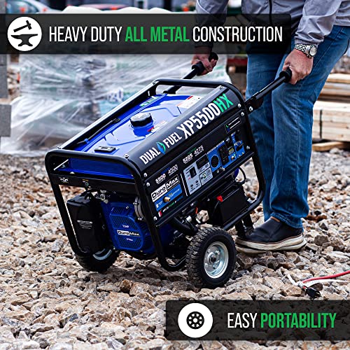 XP5500HX Dual Fuel Portable Generator-5500 Watt Gas or Propane Powered Electric Start, Blue