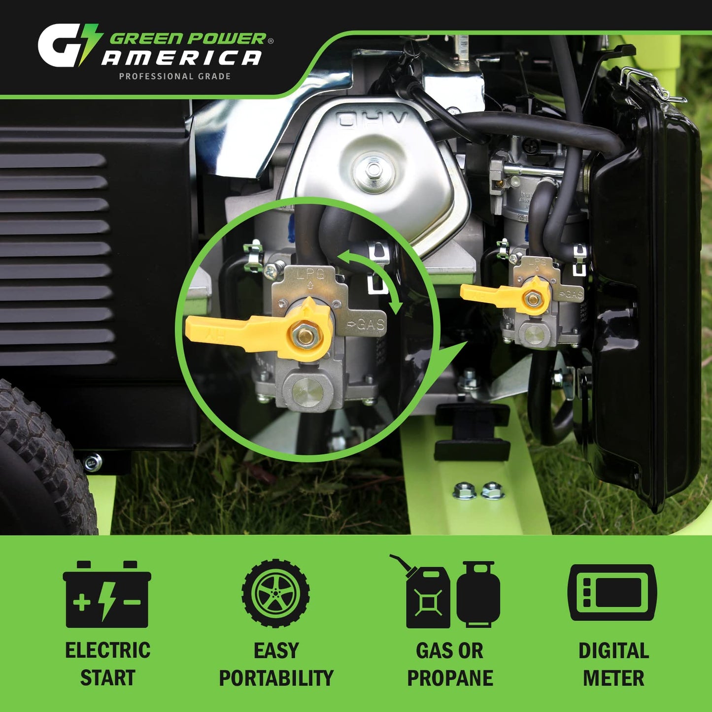 Dual Fuel Portable Generator 10000 Watt,Gas or Propane Powered,Electric Start, Home Back Up & RV Ready