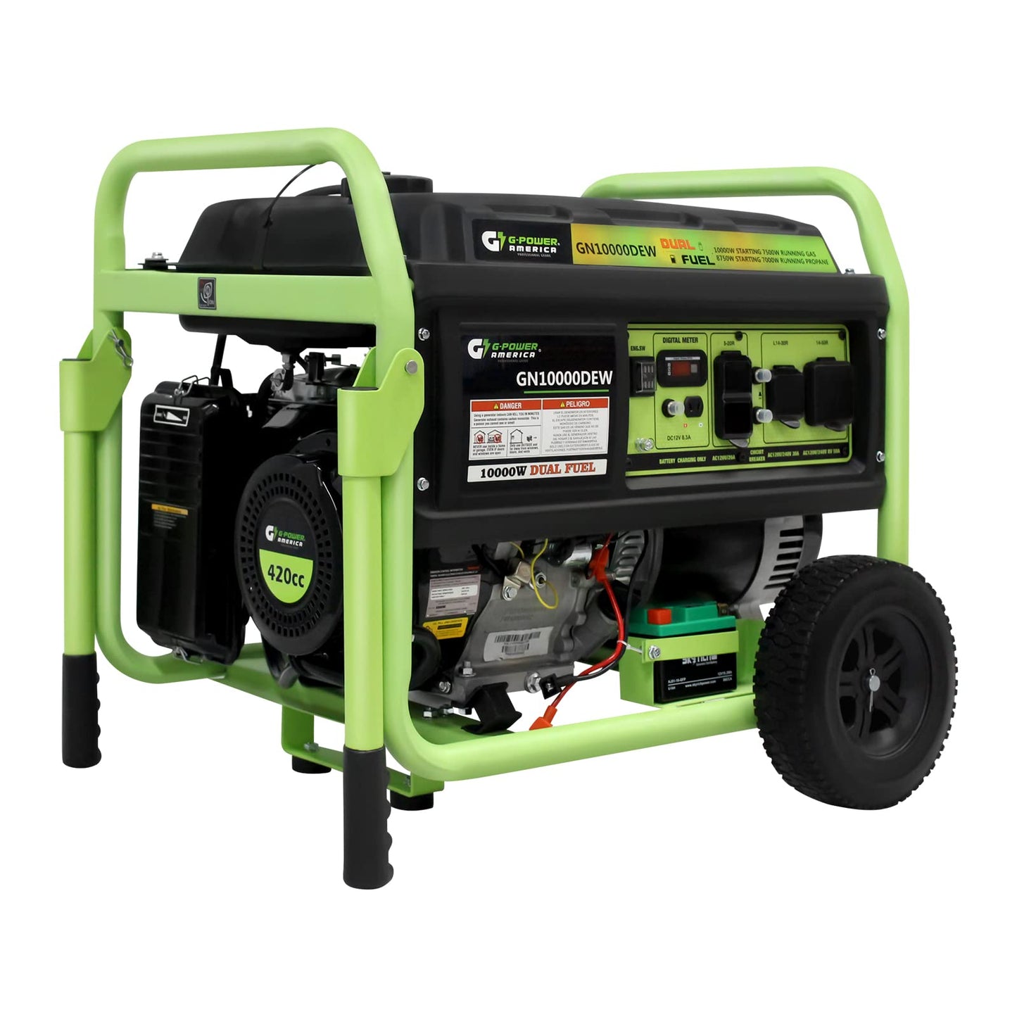 Dual Fuel Portable Generator 10000 Watt,Gas or Propane Powered,Electric Start, Home Back Up & RV Ready