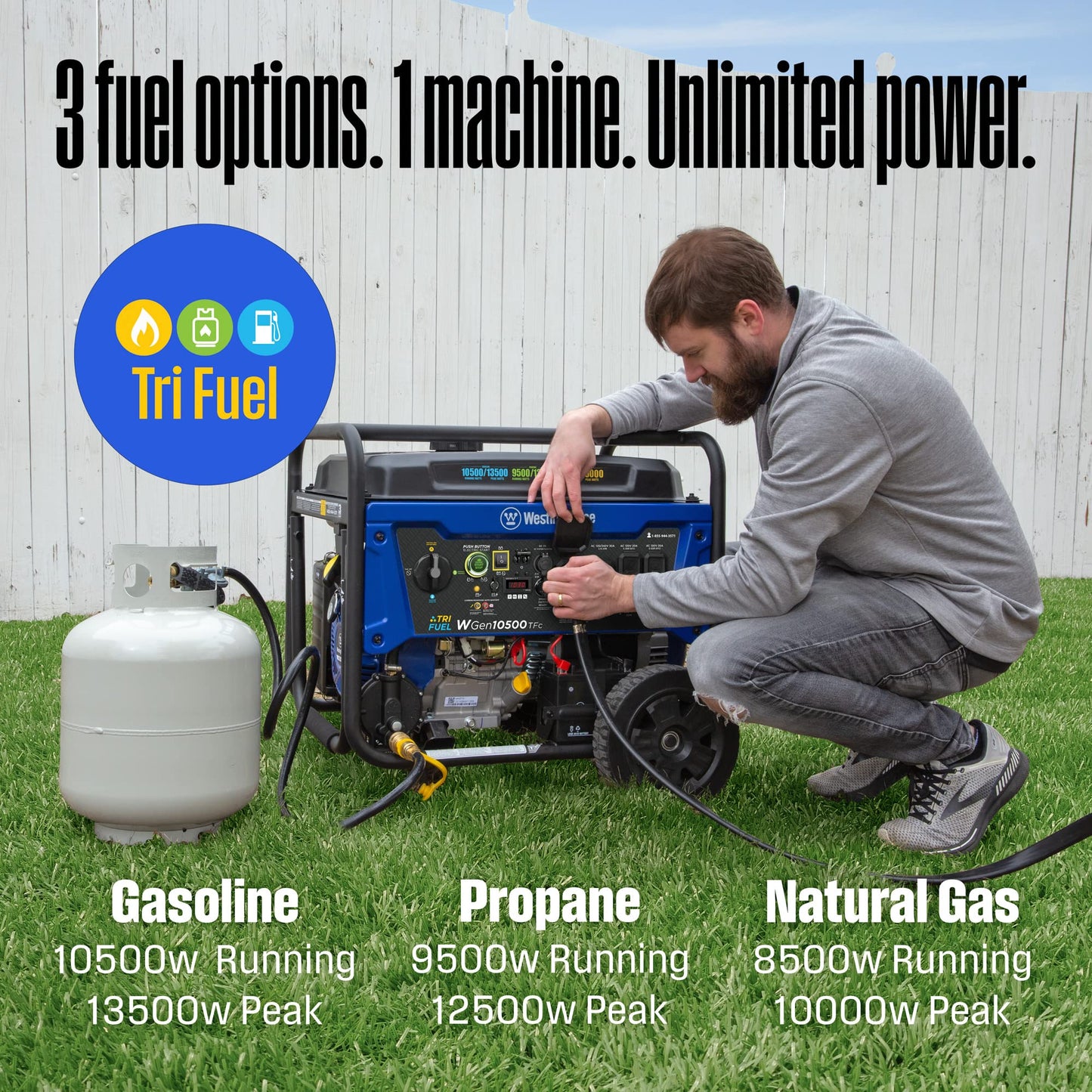 alimox Outdoor Power Equipment 13500 Peak Watt Tri-Fuel Home Backup Portable Generator, Remote Electric Start, Transfer Switch Ready, Gas, Propane, and Natural Gas Powered